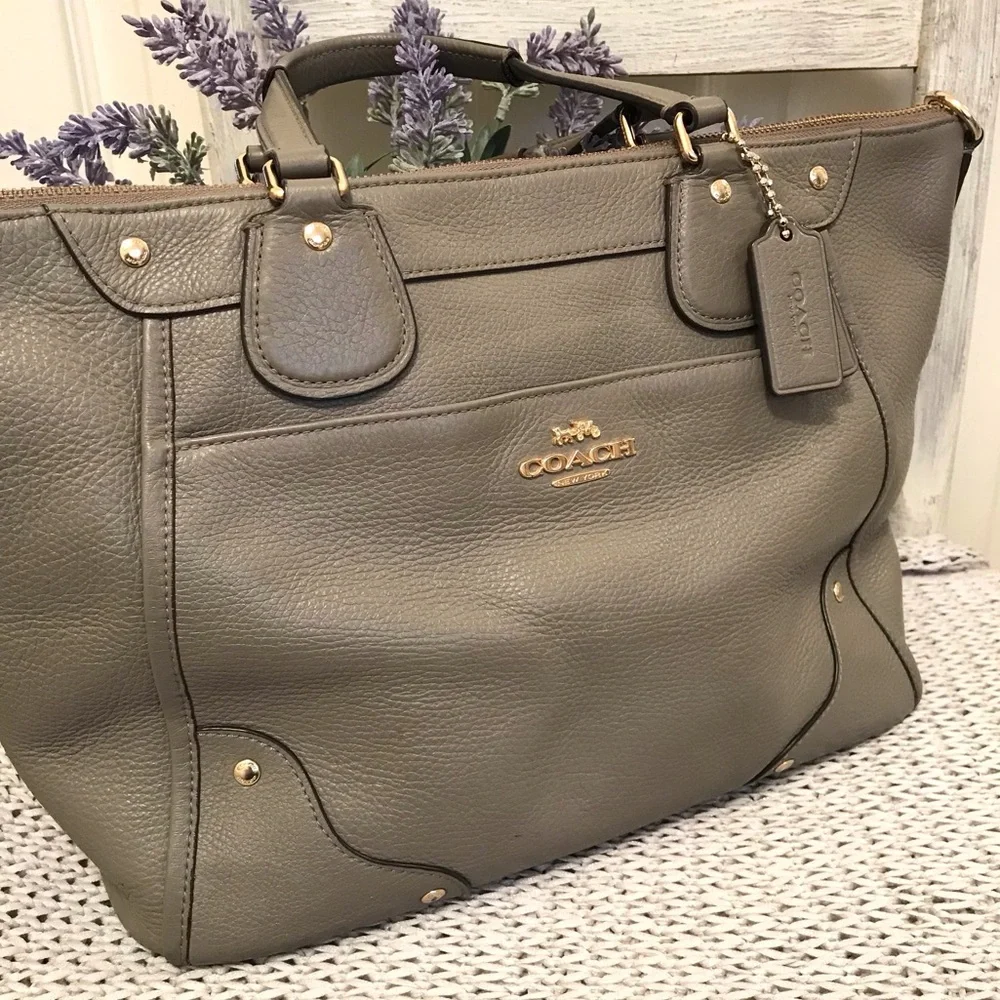 Coach Mickie Satchel Taupe Gray